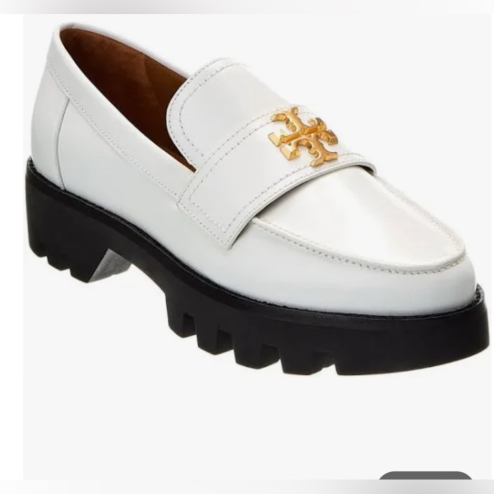 TORY BURCH MINI EVERLY CHUNNKY LOAFER CAMBRIDGE -CALF- WHITE size 8/New Ivory